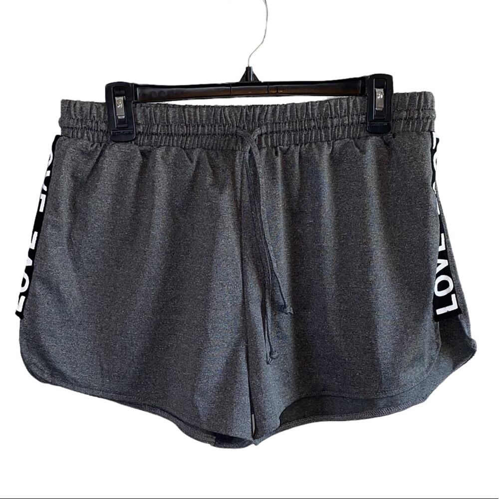 ShoSho Love Graphic Tape Lounge Shorts Gray Plus Size 1X Athleisure